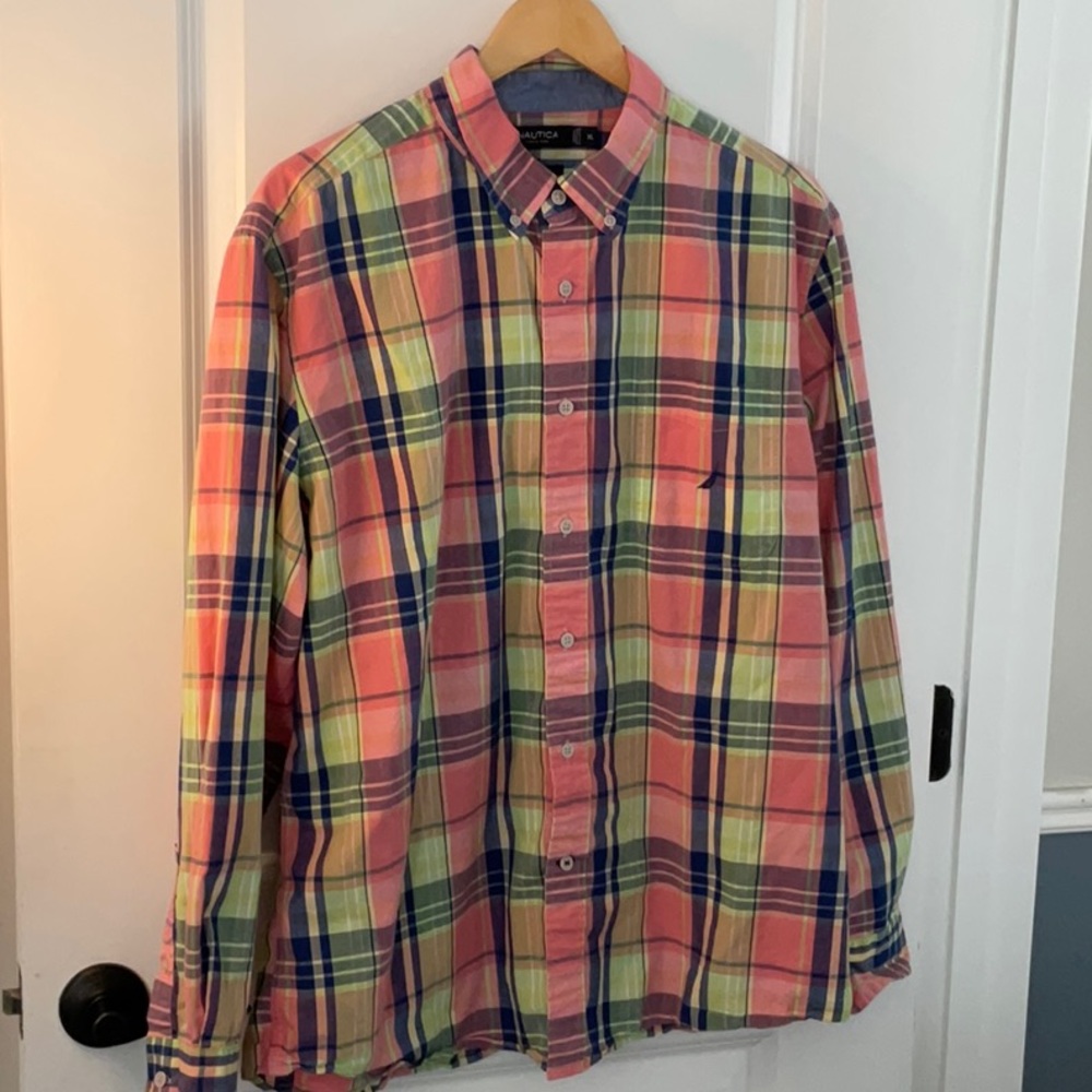 Men’s Nautical Classic Fit Plaid Button-Down Shirt